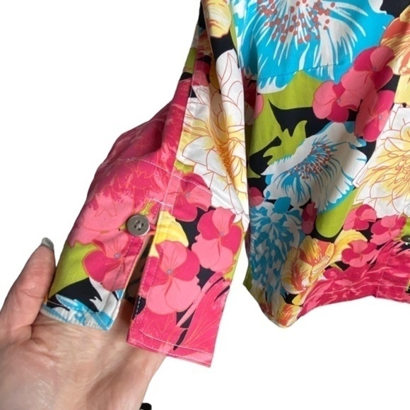 French Laundry Cardigan Top Floral Print Button Down Size Large - Picture 6 of 14